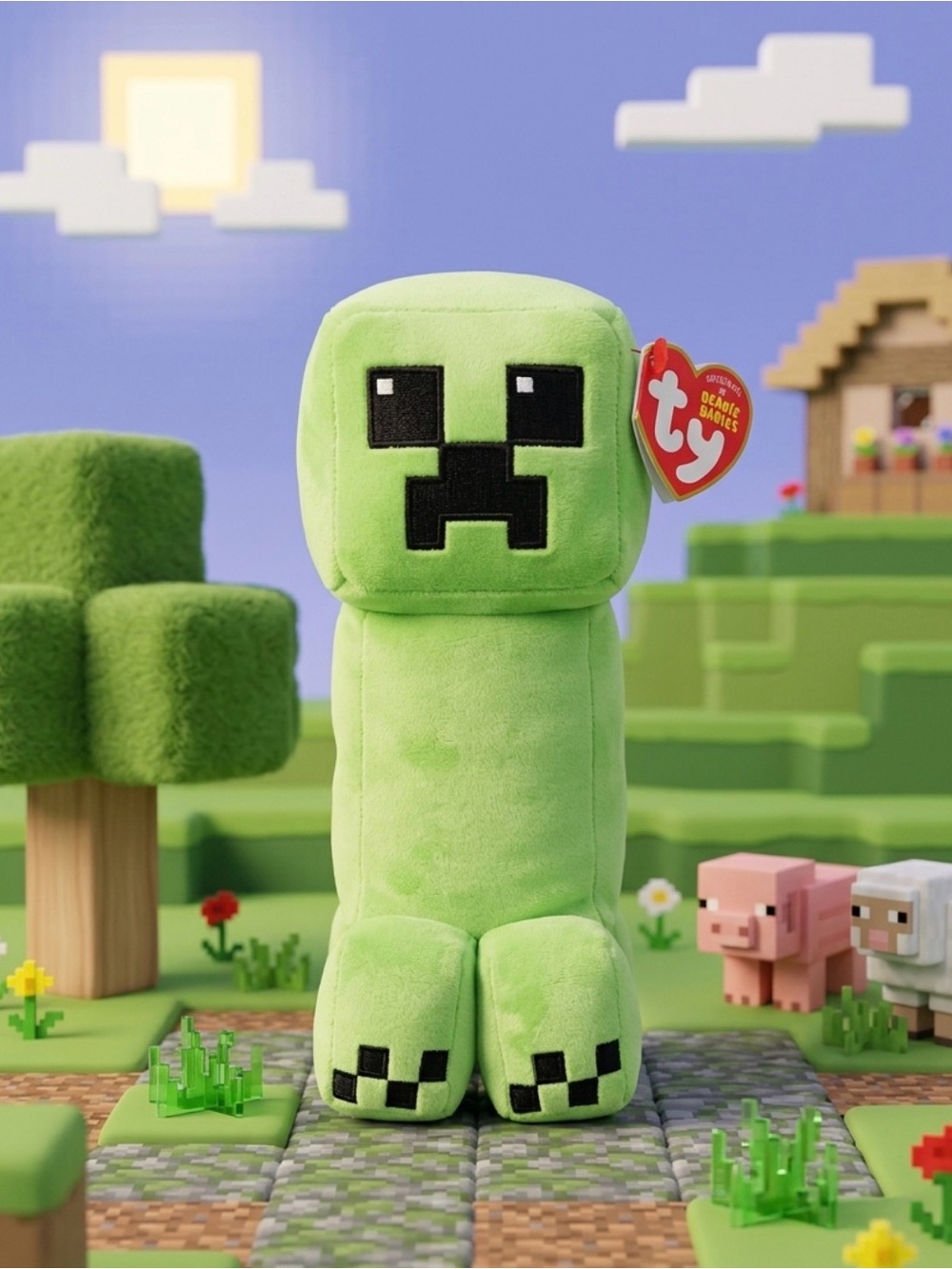💚TY Beanie Babies Minecraft Creeper Plush Toy - Green💚